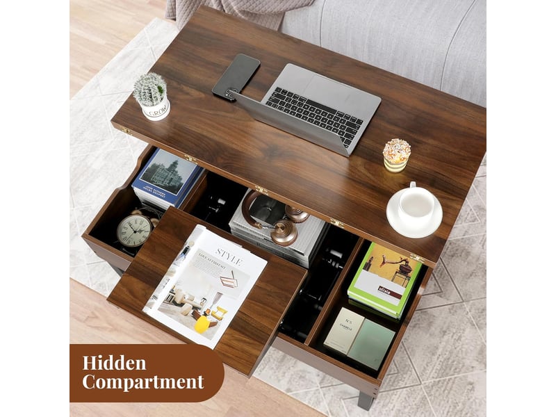  Table basse extensible à plateau relevable (couleur noyer)  - Conforama E