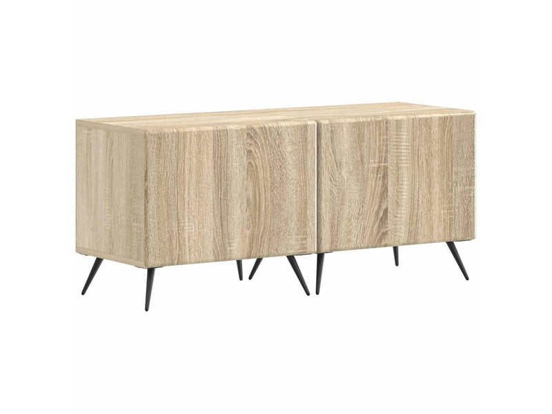  Meuble tv - banc tv - meuble de rangement led breda 3 pcs chêne sonoma bois d'ingénierie  - Conforama D