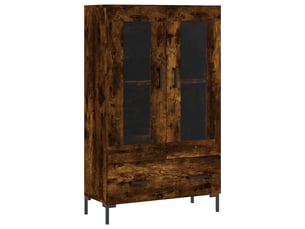 Buffet haut - bahut - meuble de rangement chêne fumé 69,5x31x115 cm bois d'ingénierie