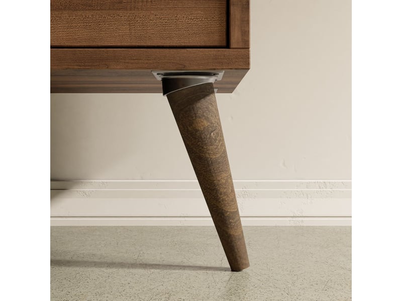 Table basse avec rangement décor noyer et anthracite l 90 cm, 2 niveaux, pieds en bois - Conforama E