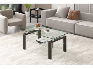 Table basse rectangulaire coloris transparent <strong></strong> <strong>Fay Lum</strong> - 60 cmx100 cm