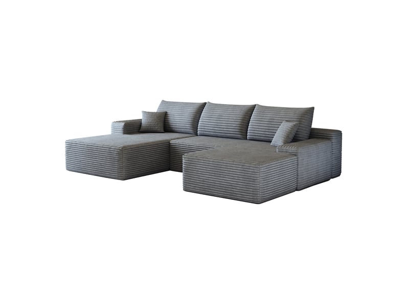 Canapé modulaire 270x175x83 cm, 4 places, avec chaise longue en l, gris - Conforama A