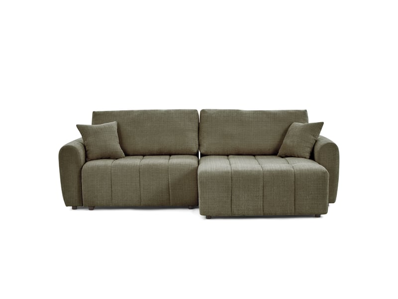  Canapé d'angle convertible et réversible jonea 4 places tissu texturé vert  - Conforama A