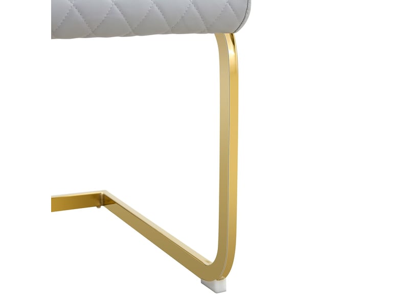  Lot de chaises 2 pièces motif losange gris clair dossier haut assise confortable cadre métal doré antidérapante résistante adaptée aux restaurants  - Conforama D