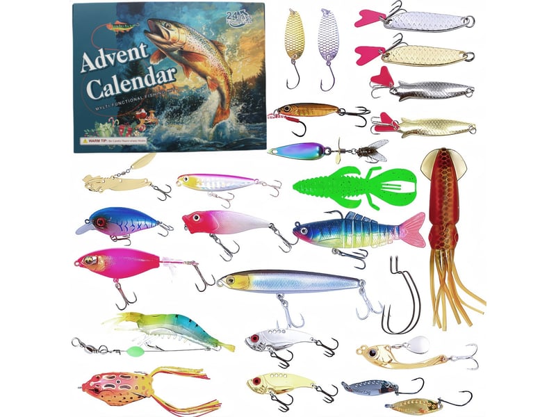  Calendrier de l’avent pêche 2026, 24 jours de leurres et hameçons, kit d’accessoires de pêche, cadeau de noël homme  - Conforama A