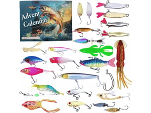 Calendrier de l’avent pêche 2026, 24 jours de leurres et hameçons, kit d’accessoires de pêche, cadeau de noël homme