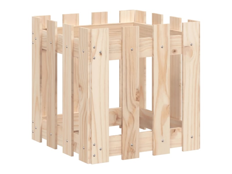  Jardinière - bac à fleurs avec design de clôture 40x40x40 cm pin massif  - Conforama A