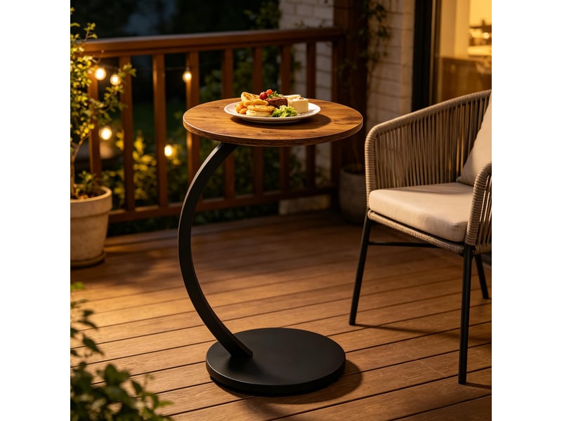  Table d’appoint ronde en c pour canapé - lpospi - patins réglables, mdf et métal noir vintage 40 × 64,5 cm  - Conforama B