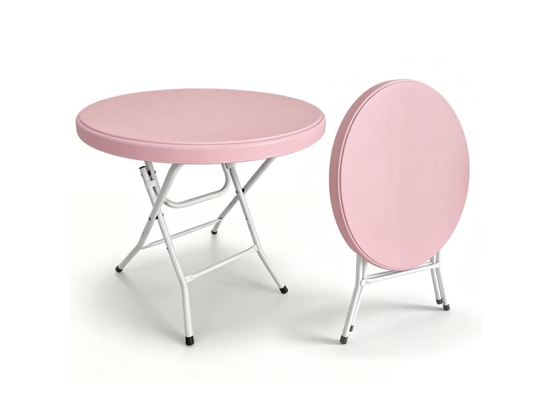  Table pliante ronde en hdpe avec piètement métallique repliable, montage sans outil, 80 cm, capacité 136 kg  - Conforama A