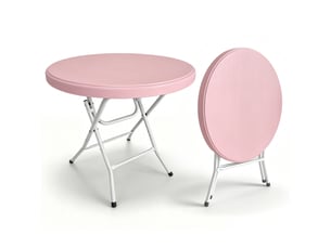 Table pliante ronde en hdpe avec piètement métallique repliable, montage sans outil, 80 cm, capacité 136 kg