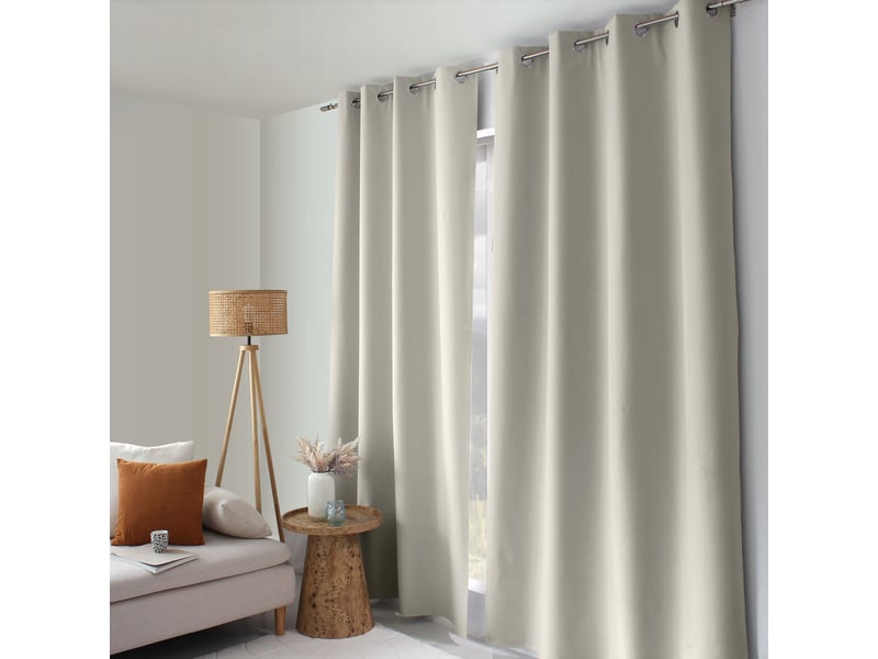  Rideaux occultant thermique, écru, 140x240 cm, lot de 2, avec œillets, collection oxford, cmadeco - beige LOT2-H2055ECR135240 - Conforama C