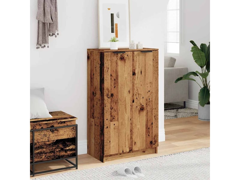  Armoire à chaussures | meuble à chaussures vieux bois 59x35x100,5cm bois d'ingénierie  - Conforama C