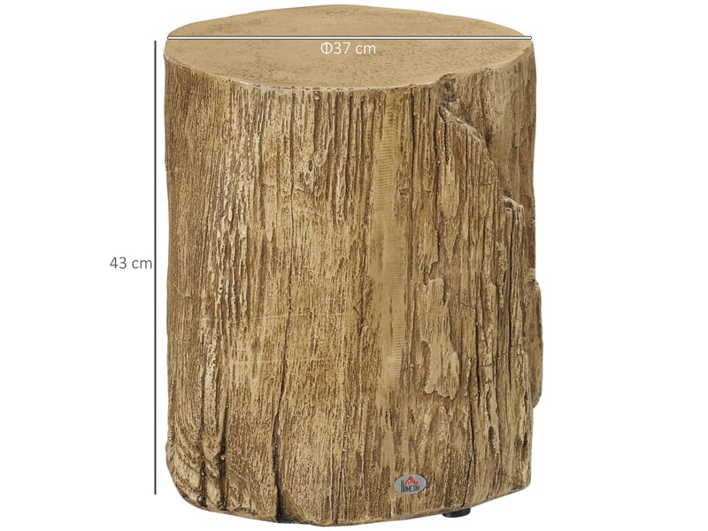  Table d’appoint effet tronc d’arbre avec pieds réglables - lpospi - en béton imperméable, bois naturel, ø37 × 43 cm  - Conforama D