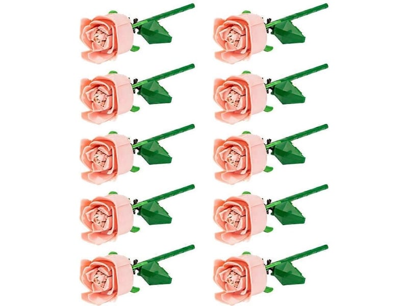  Blocs de construction pour bouquet de roses romantiques, modèle éternel rose--  - Conforama A