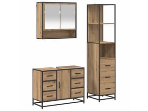 Ensemble de mobilier de salle de bain 3 pc chêne artisanal cf64301