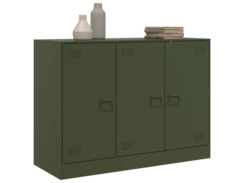 Buffet - bahut - meuble de rangement vert olive 99x39x73 cm acier - Conforama D