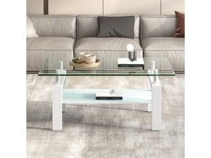 Table basse rectangulaire coloris blanc <strong></strong> <strong>Fay Lum</strong> - 60 cmx100 cm