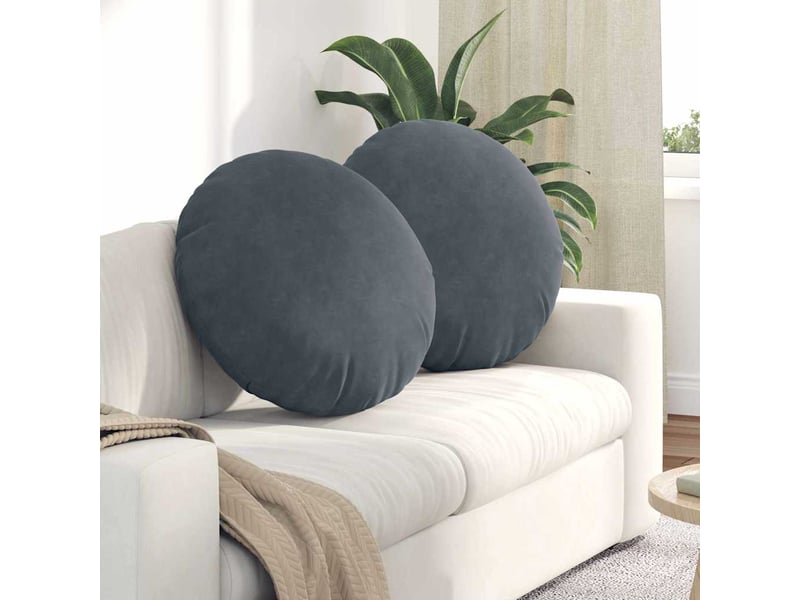  Lot de 2 coussins de siège, coussins décoratifs gris foncé ø 40 x 13 cm velours cf59932  - Conforama B