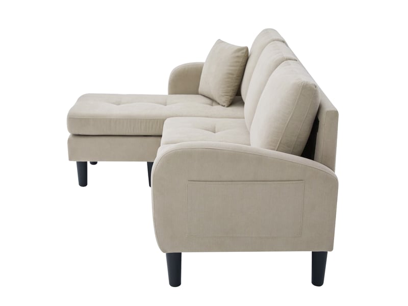 Canapé d'angle réversible 3 places 166 cm en velours côtelé taupe, méridienne modulable Fay Lum - Conforama D