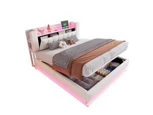 Lit coffre 180x200 cm    coloris beige