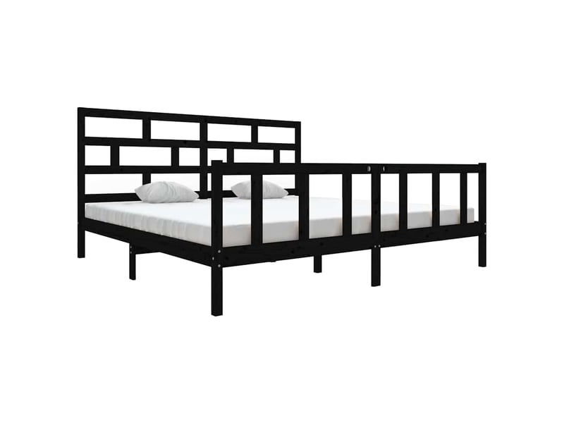  Lit double- lit adulte -  cadre de lit sans matelas noir bois massif 200x200 cm  - Conforama A