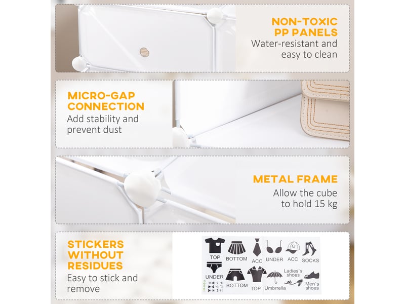  Meuble à chaussures, étagère avec boîtes de rangement, armoire, plastique, acier, blanc, 75 x 37 x 73 cm  - Conforama E