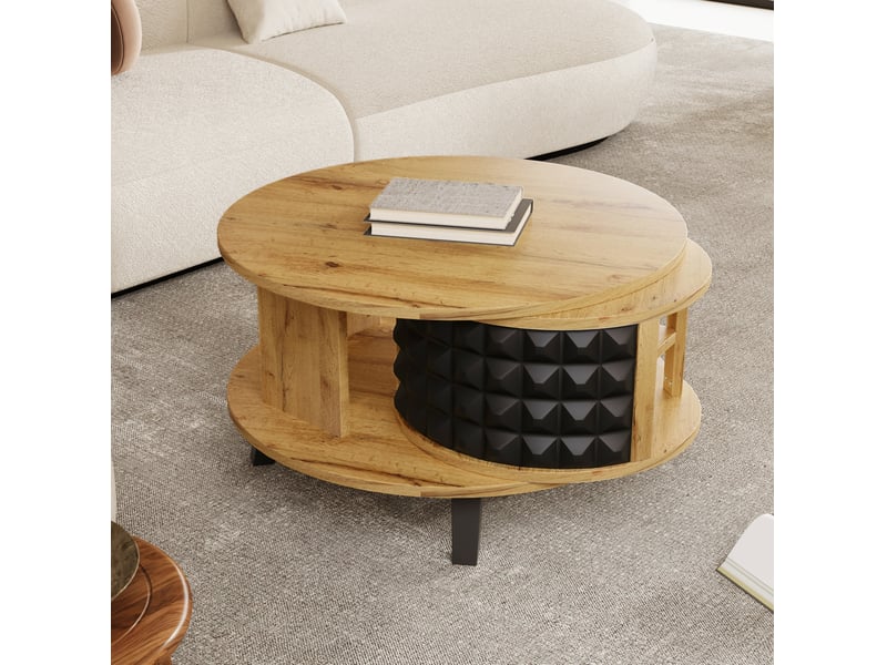  Table basse pivotante bicolore 85,2 x 80 cm avec rangement intérieur dissimulé  - Conforama E