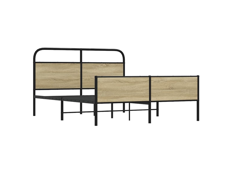 Lit double- lit adulte -  cadre de lit en métal sans matelas chêne sonoma 150x200 cm  - Conforama B