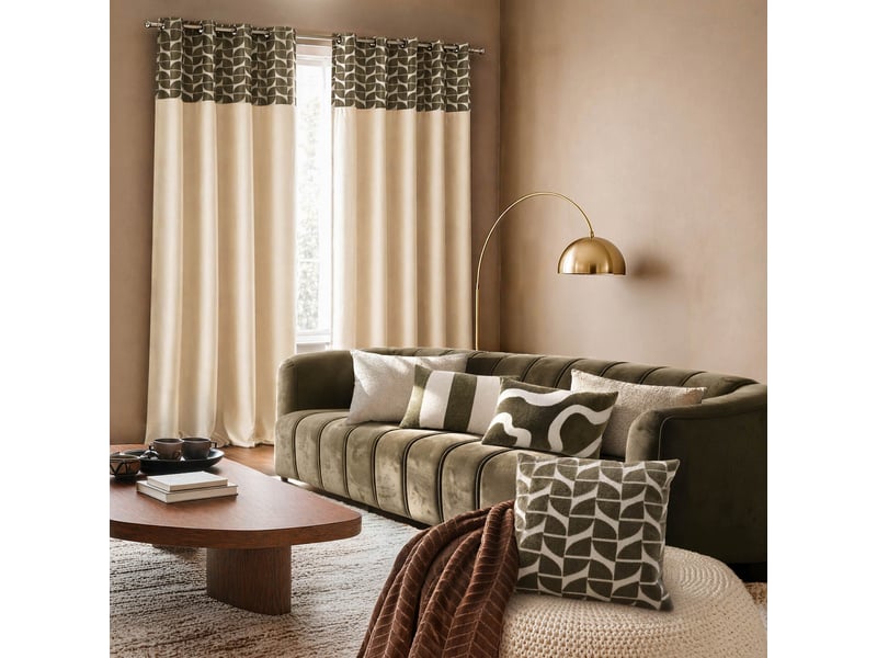  Coussin décoratif carré en velours dévoré à motif géométrique 40x40 cm  - Conforama E
