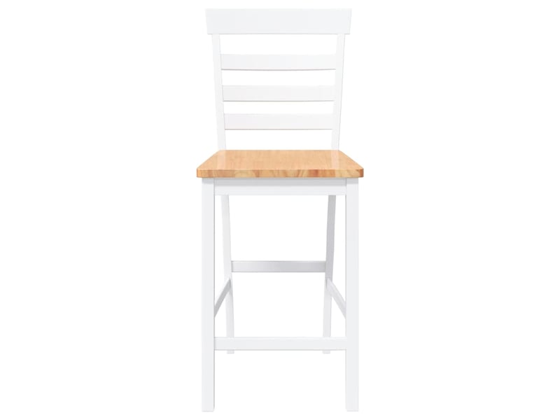  Lot de 2 tabouret de bar, chaise de bar blanc bois massif d'hévéa  - Conforama E
