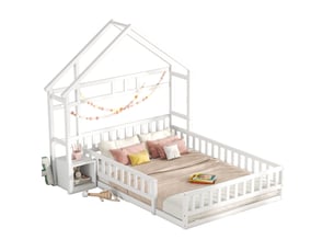 Lit cabane 140x200 cm <strong>MODENUIT </strong>  <strong></strong> coloris blanc