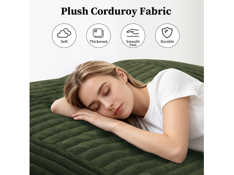  Pouf convertible 180x125 cm en velours côtelé vert  - Conforama D