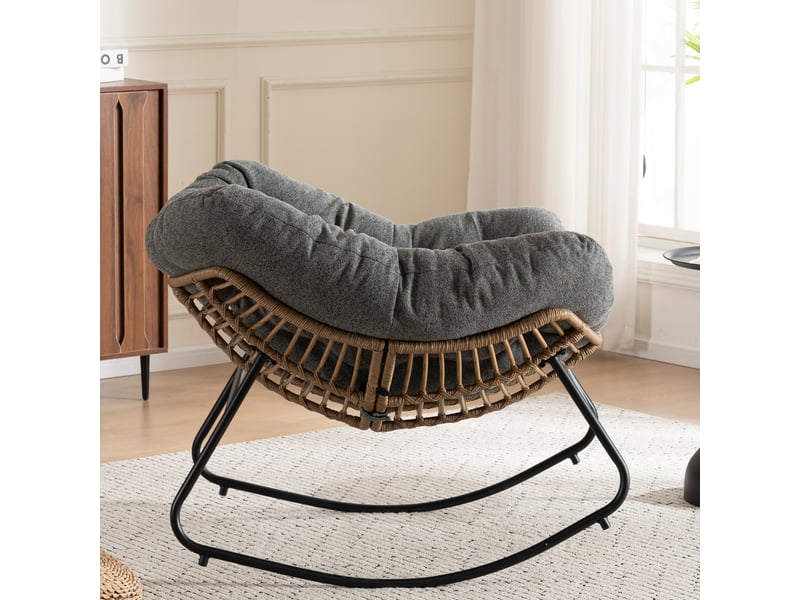  Fauteuil à bascule moderne avec revêtement en chenille, chaise relaxante pour salon et fauteuil pour chambre d'enfant, 102x98x77 cm  - Conforama R