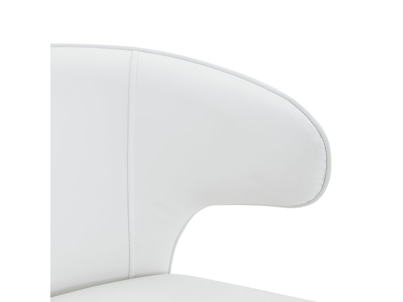  Tabouret de bar pivotant avec dossier ergonomique, hauteur réglable, repose-pieds et base large, en pu blanc  - Conforama E