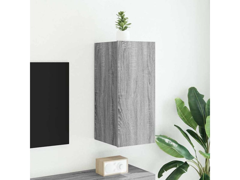  Meuble tv - banc tv - meuble de rangement mural avec lumières led sonoma gris 30,5x35x70 cm  - Conforama B