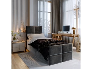 Lit avec rangement 80x200 cm <strong>MASSENO</strong> <strong></strong> coloris gris