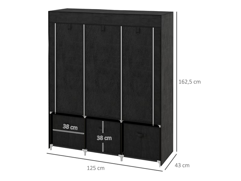  Armoire penderie en tissu pliable 5 étagères 3 tiroirs 125x43x162,5 cm  - Conforama C