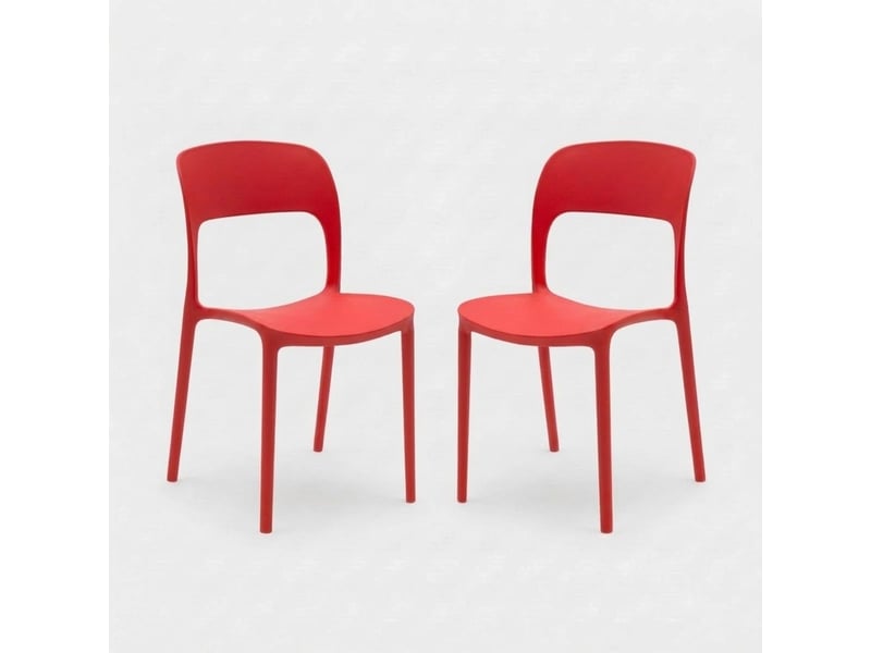  Lot de 2 chaises empilables intérieur et extérieur sirolo - rouge  - Conforama A