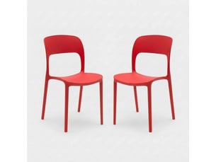 Lot de 2 chaises empilables intérieur et extérieur sirolo - rouge