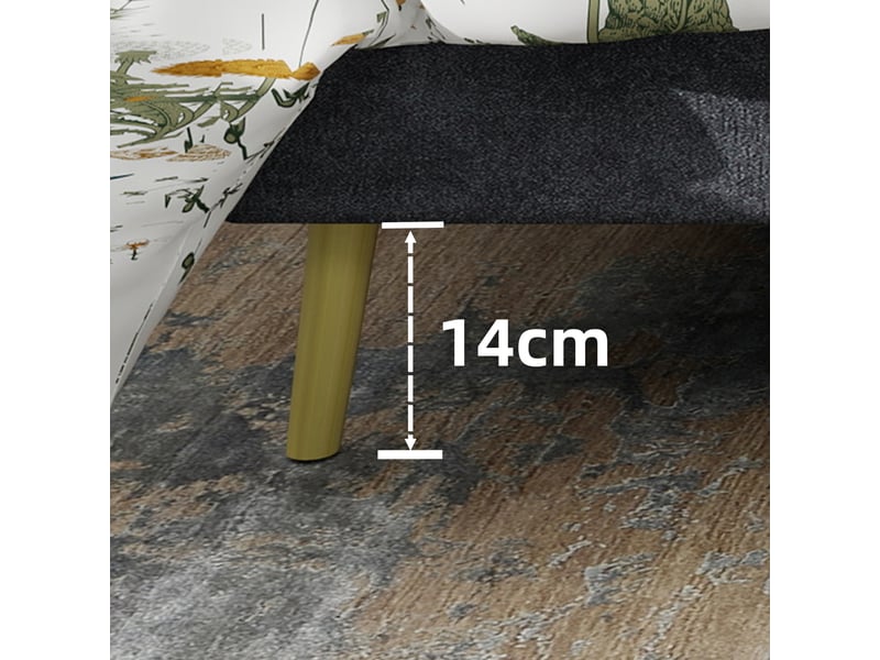  Lit adulte 140 x 200 cm, lit double, tête de lit et sommier, socle bas, velours gris, design moderne, sans matelas  - Conforama E