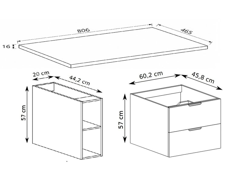  Meuble sous vasque suspendu avec étagère et plan 2t novo l.80 cm effet noyer warmia  - Conforama C