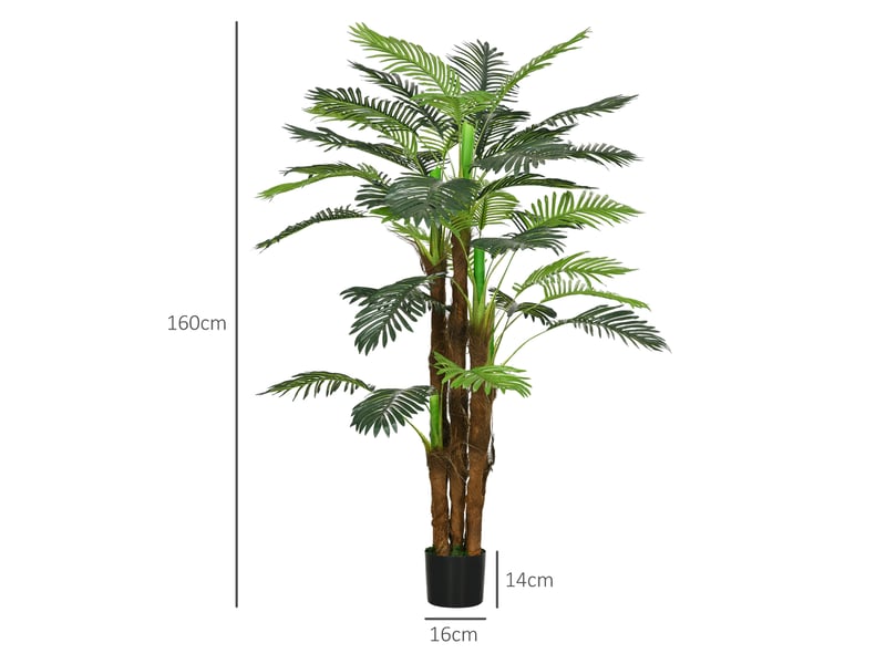  Plante artificielle décorative de 160 cm, palmier artificiel avec pot et feuilles pour intérieur, vert  - Conforama E