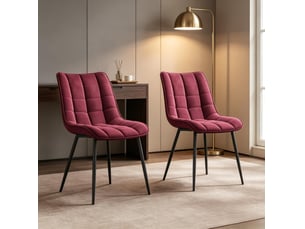 Lot de 2 chaises de salle à manger 46x39x85,5 cm en métal rouge vin