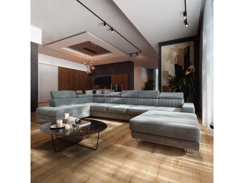  Canapé d'angle gaian, velours gris clair  - Conforama B