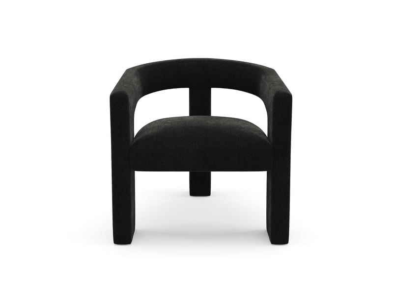  Fauteuil de salle à manger en velours noir mila MILAVLNO - Conforama C