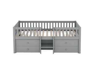 Lit avec rangement 90x200 cm MAISONORA coloris gris
