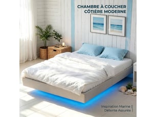 Lit 2 places 140x190 cm <strong></strong> <strong></strong> coloris beige