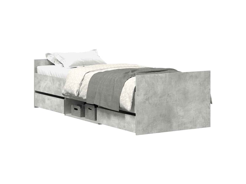  Lit simple- lit adulte -  cadre de lit sans matelas gris béton 100x200 cm  - Conforama A