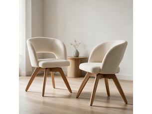 Lot de 2 chaises en bois clair et tissu boucle beige holly