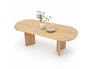 Table extensible pour 6 à 8 personnes avec plateau épais et angles arrondis, style moderne, en mdf chêne, 140180 × 90 cm